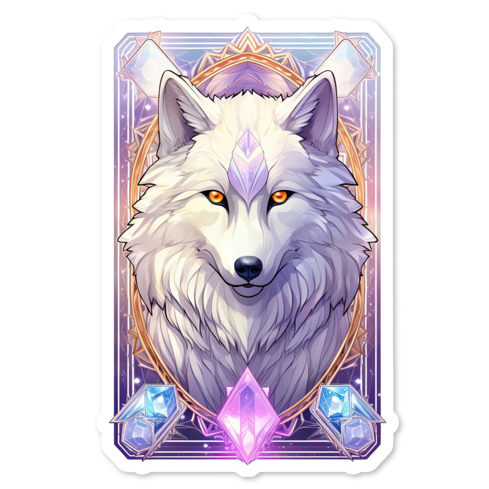 Crystal Wolf Sticker, Scrapbook, Water Bottle, Laptop, Collectible, 2 sizes