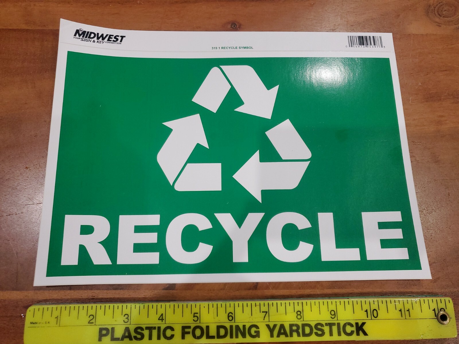 12 Pc Green Recycle Symbol w/ word "RECYCLE" Heavy Vinyl Sticker Large 8" X 12"