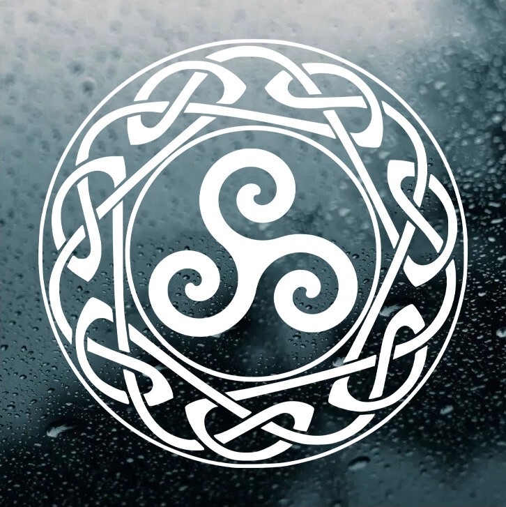Celtic Knot Circle with Triskelion Vinyl Decal | Triskeles Strength Progress