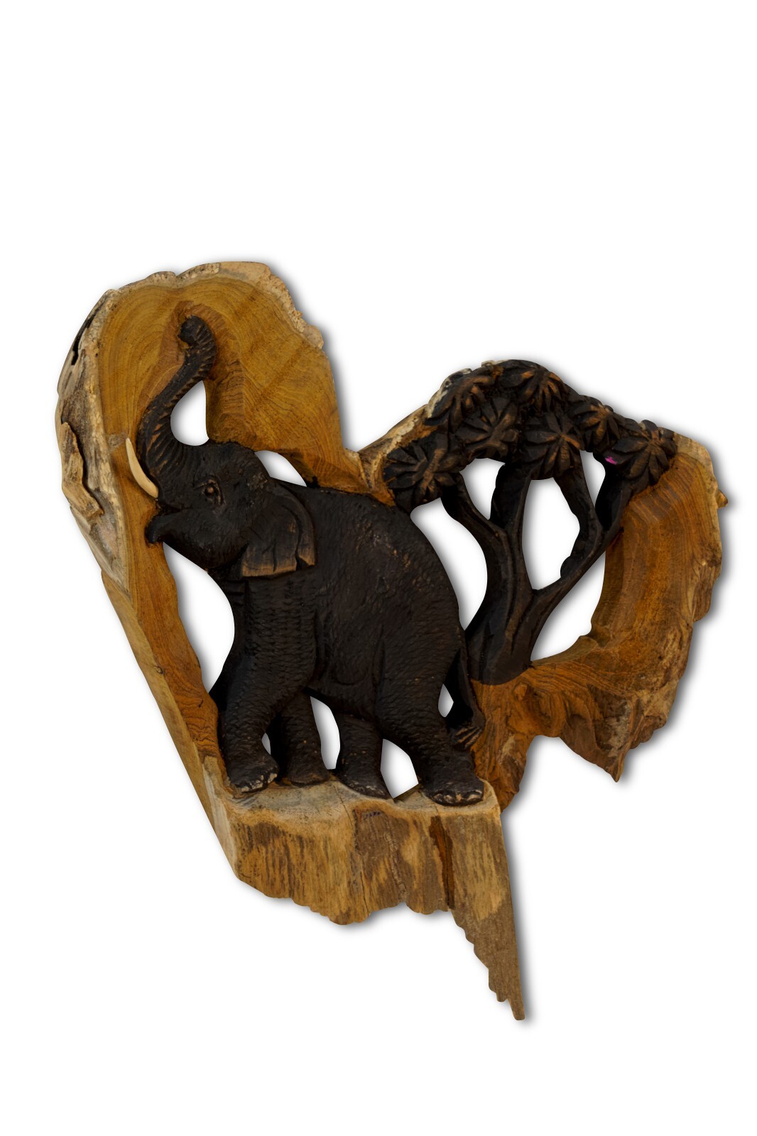 Wall Picture Thai Elephant Carving Wall Decoration Teak Wood Relief Thailand
