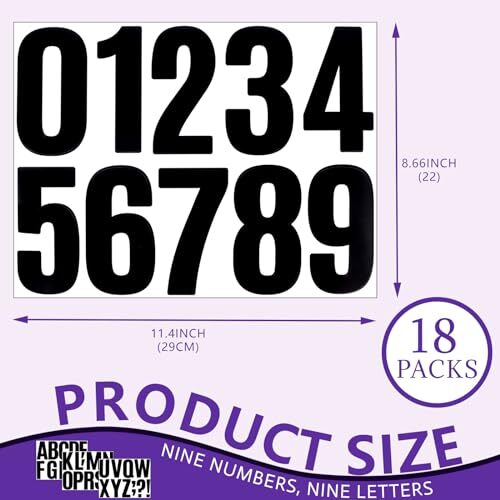 18 Sheets Large Letter Numbers Stickers, 4 Inch Waterproof Mailbox Numbers