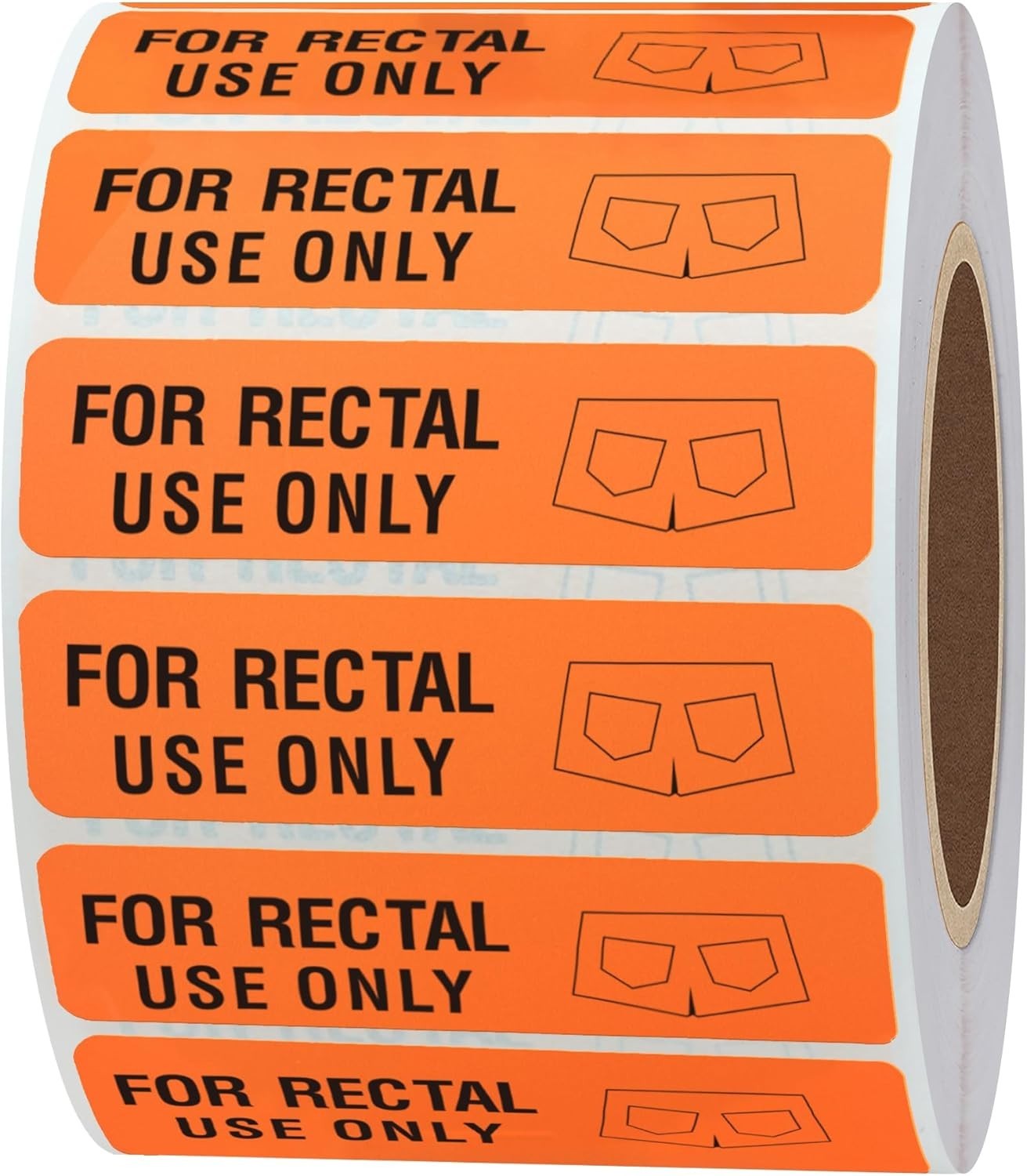 Fluorescent Red Rectal Use Only Stickers 1.5 Inch by 0.375 Inch 500 Labels Roll