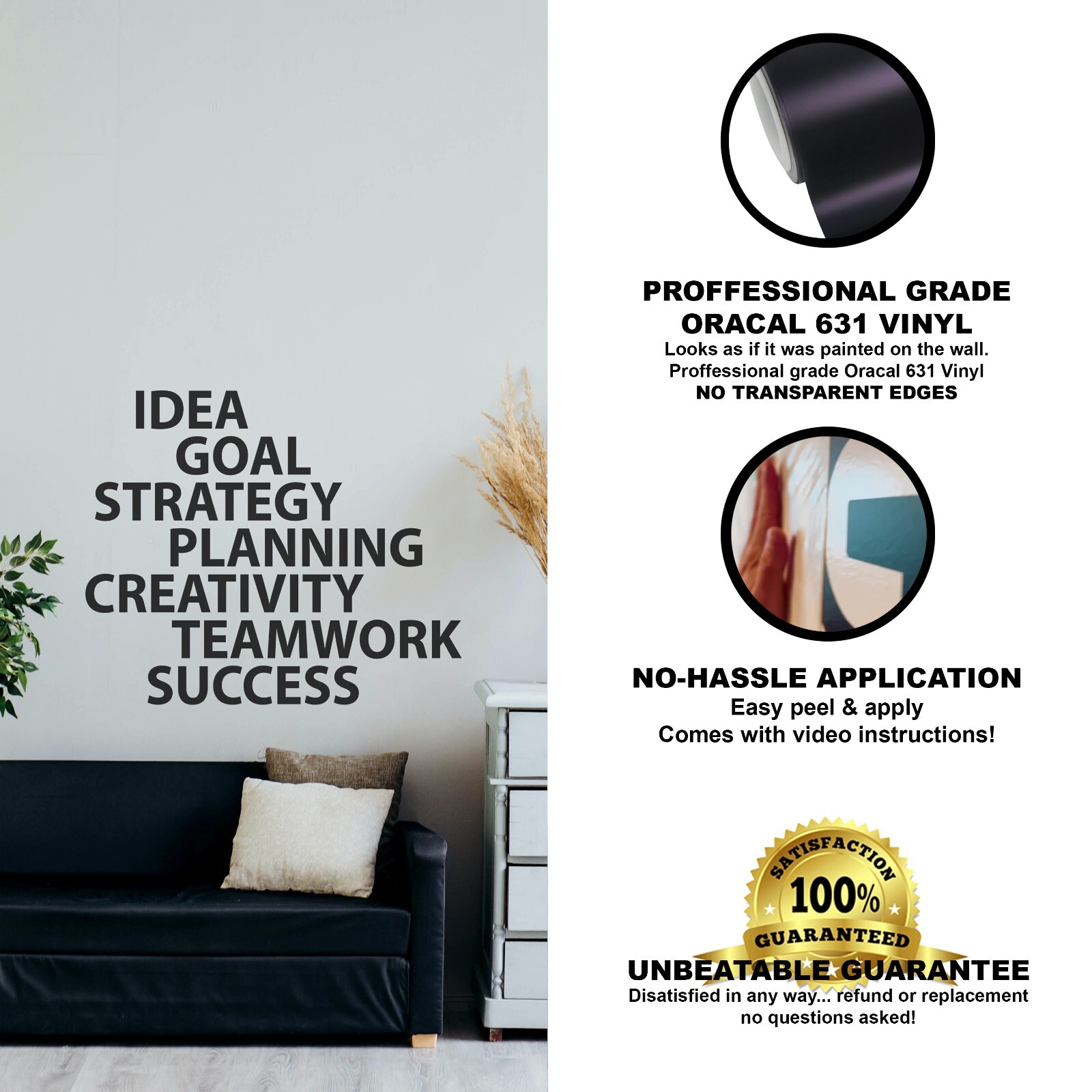 Idea Goal Office Wall Decal Sticker Decor Quote Teamwork Words Wall Art