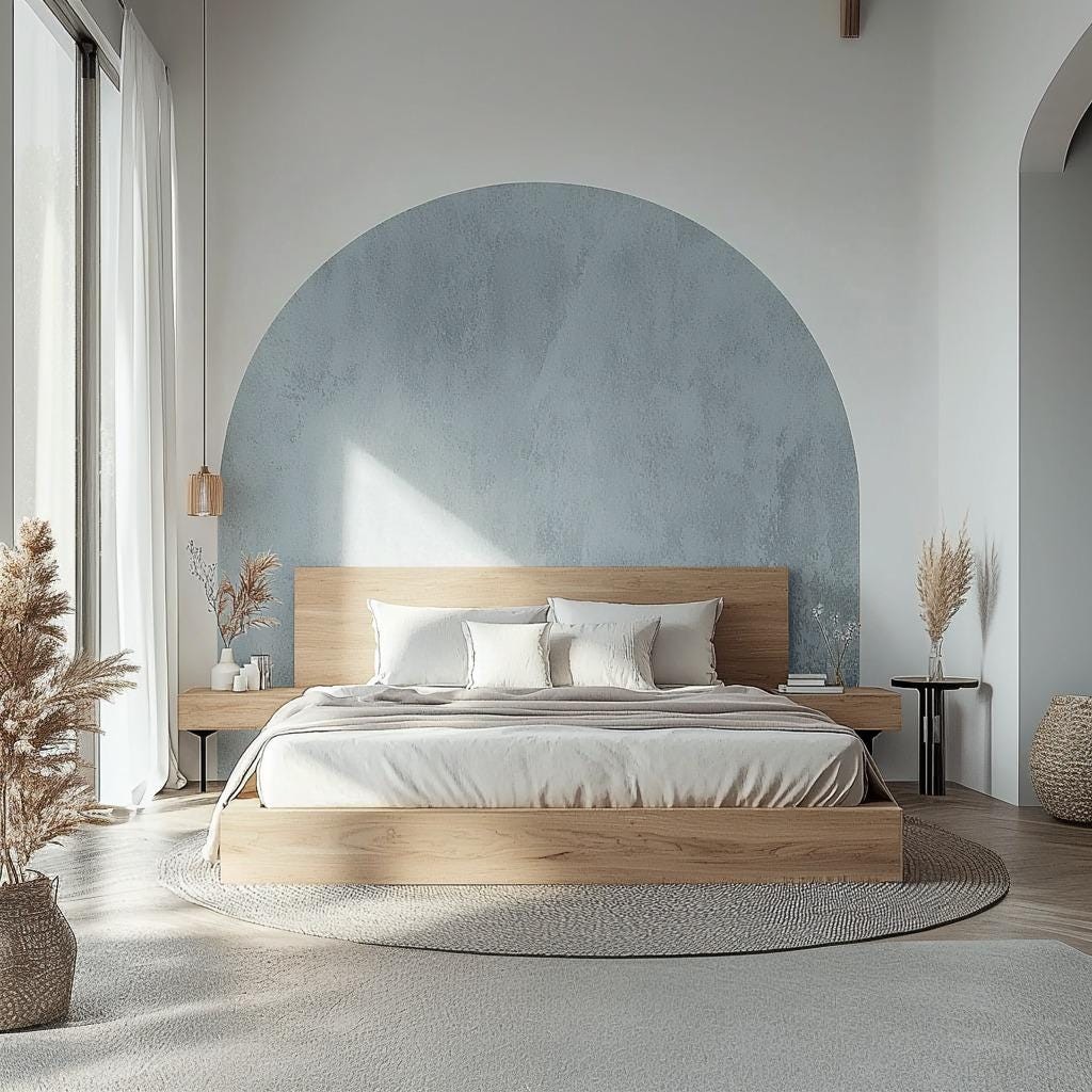 Boho Headboard Decal | Sky Blue Half Circle Wall Sticker | Bed Arch Peel and