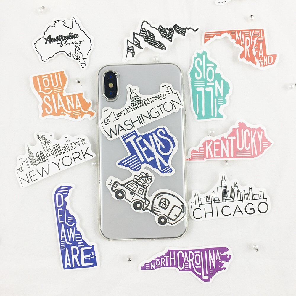 50pcs US State Stickers, Travel Vacation America USA Camper Trailer, 142
