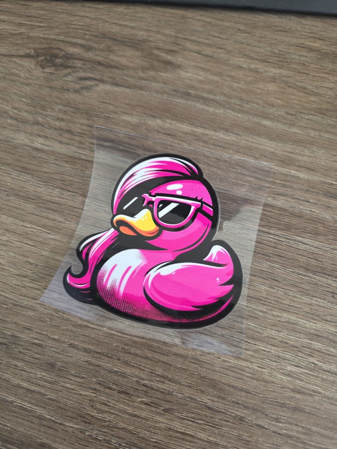 Pink Rubber Duckie UV DTF Raised Decal For Vehicle Glass Or Exterior Waterproof