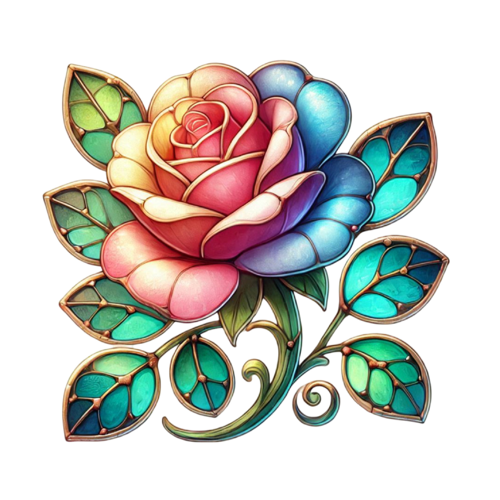 Wall Decal Sticker Roses Stained Glass Window Wall Sticker 18X18cm Large