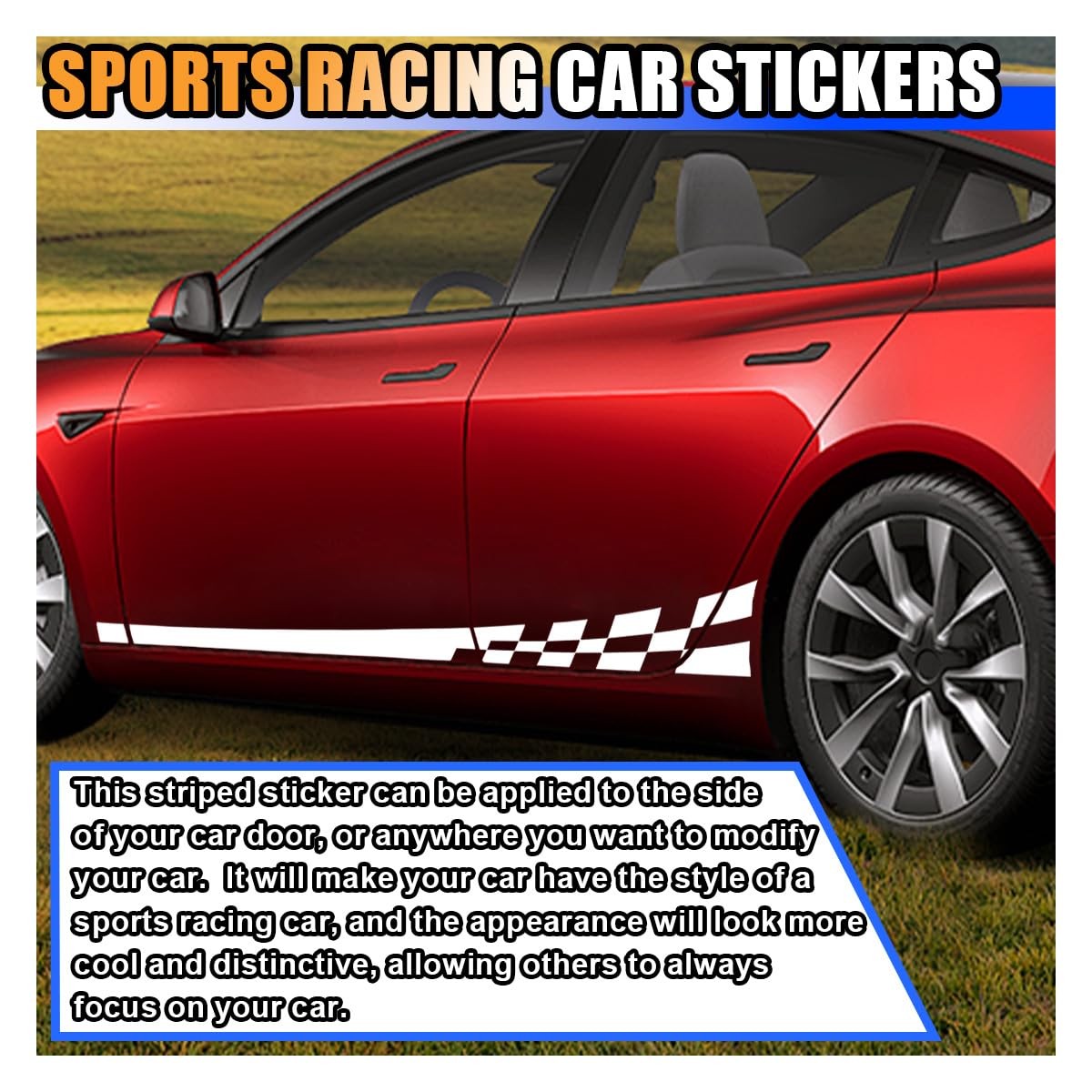 2PCS 78" Car Body Door Side Waistline Sticker Decals, Sports Racing Stripe De…
