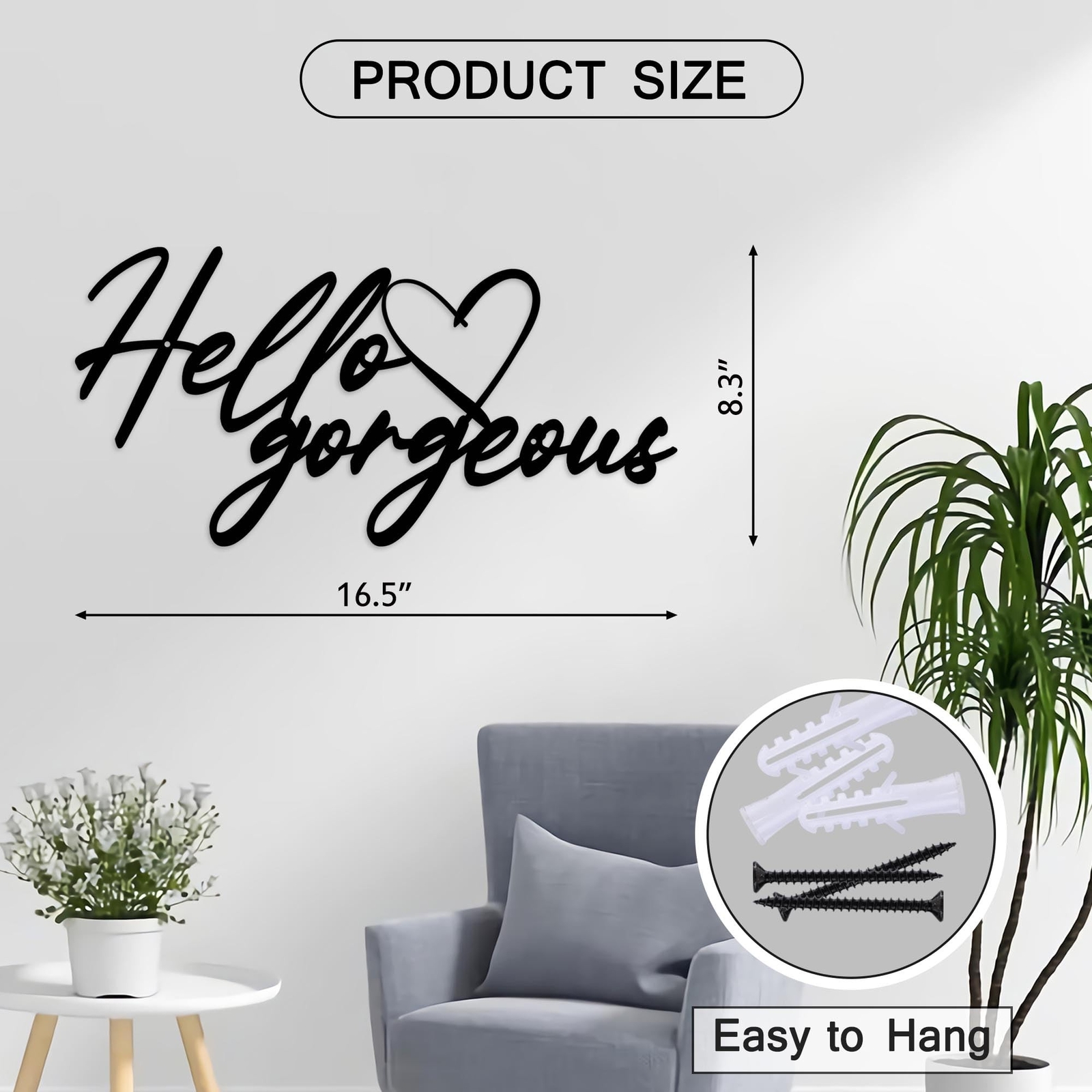 Hello Gorgeous Wall Decor Metal Hello Gorgeous Sign Rustic Farmhouse Wall Sig…