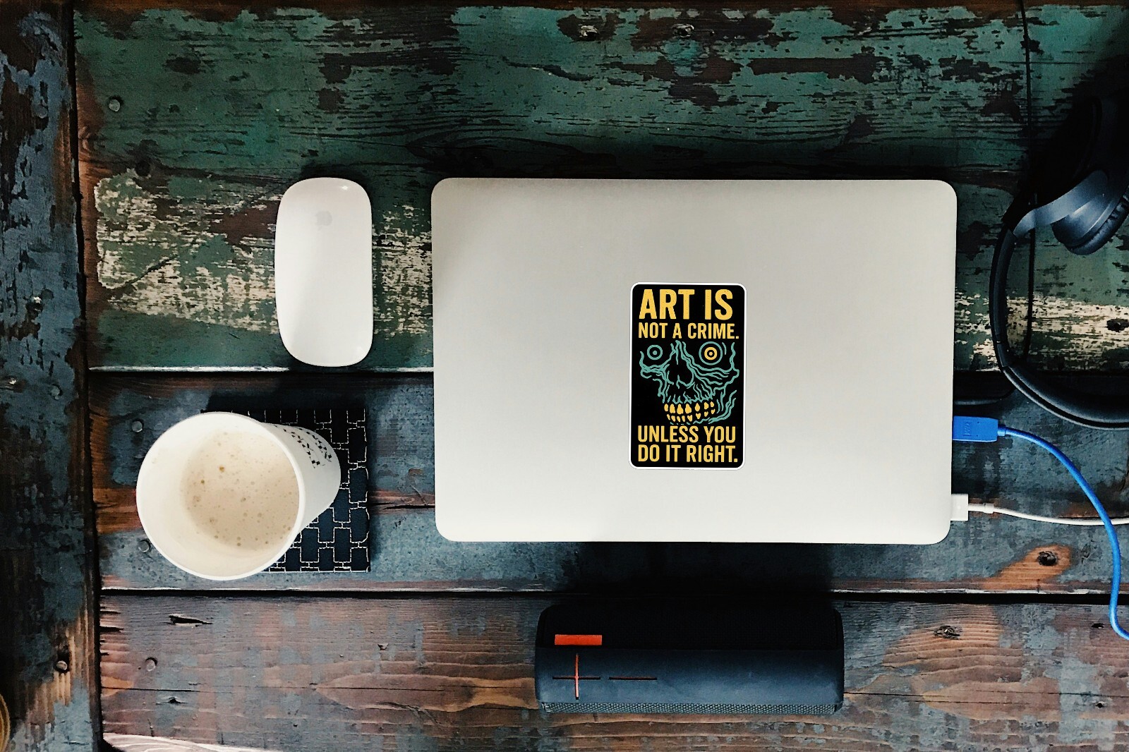 art is not a crime sticker, graffiti art decal, edgy artist vinyl sticker, rebel
