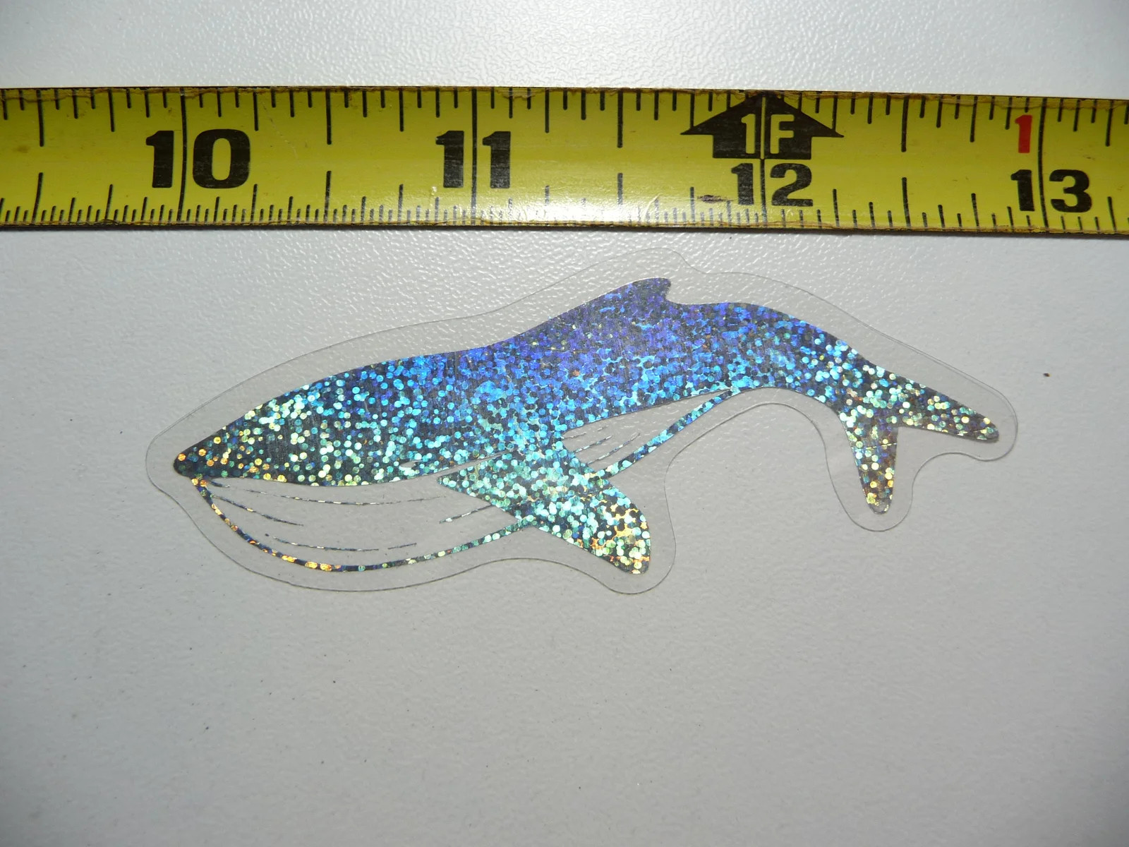 HOLOGRAPHIC FIN WHALE SMALL STICKER DECAL OCEAN SEA LIFE SPARKLE FUNNY