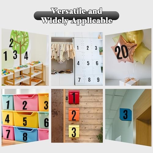 7 Inch Large Number Stickers, 8 Sheets Self-Adhesive Vinyl Number Sticker Black