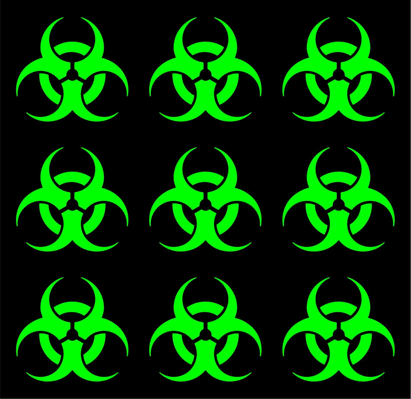 Set of 9 Biohazard Vinyl Decals Car Laptop Stickers