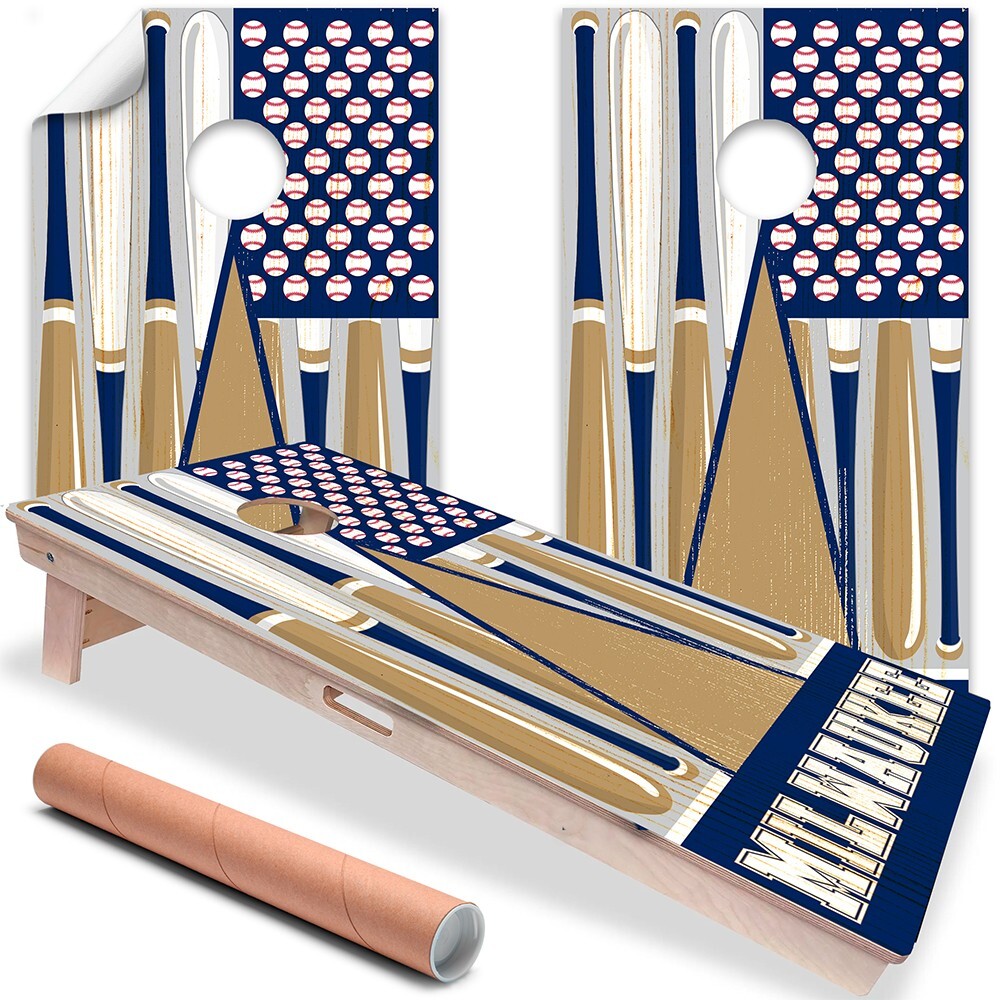 Milwaukee Baseball Tailgating Cornhole Board Wraps and Decals Vinyl Sticker