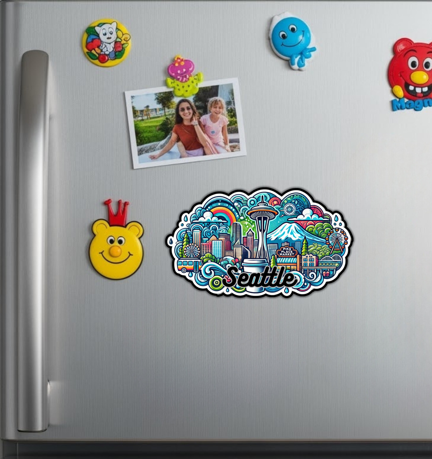 Seattle Washington Fridge Magnet or Laptop Sticker