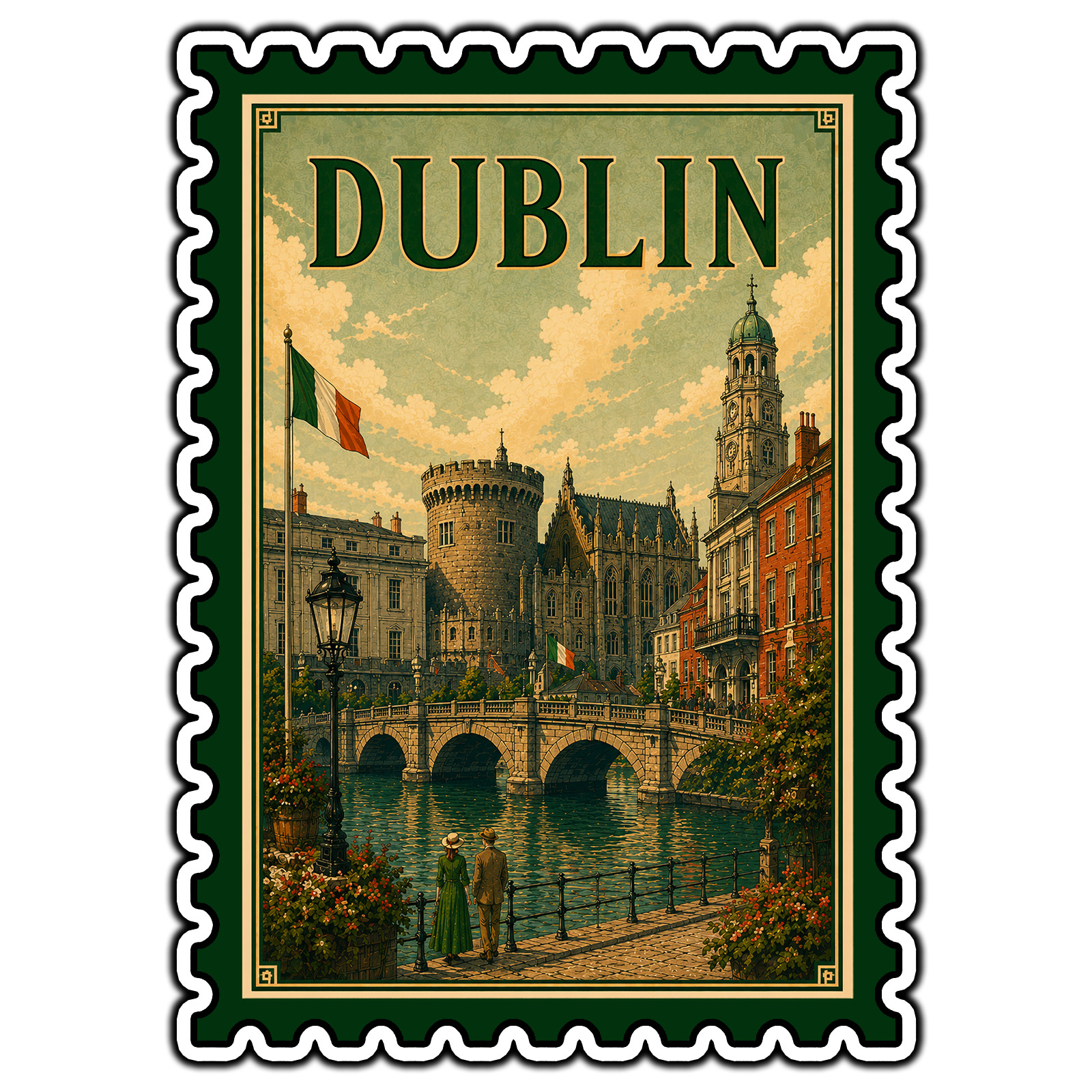 Dublin Ireland Travel Postage Stamp Sticker #1 Waterproof Vinyl Decal Die-Cut