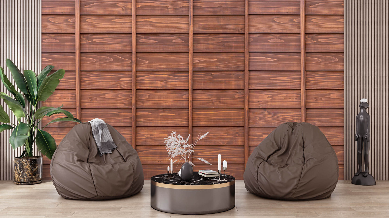Wooden Wall Mural, Japanese Style Wallpaper, Rustic Wall Art. Self-adhesive