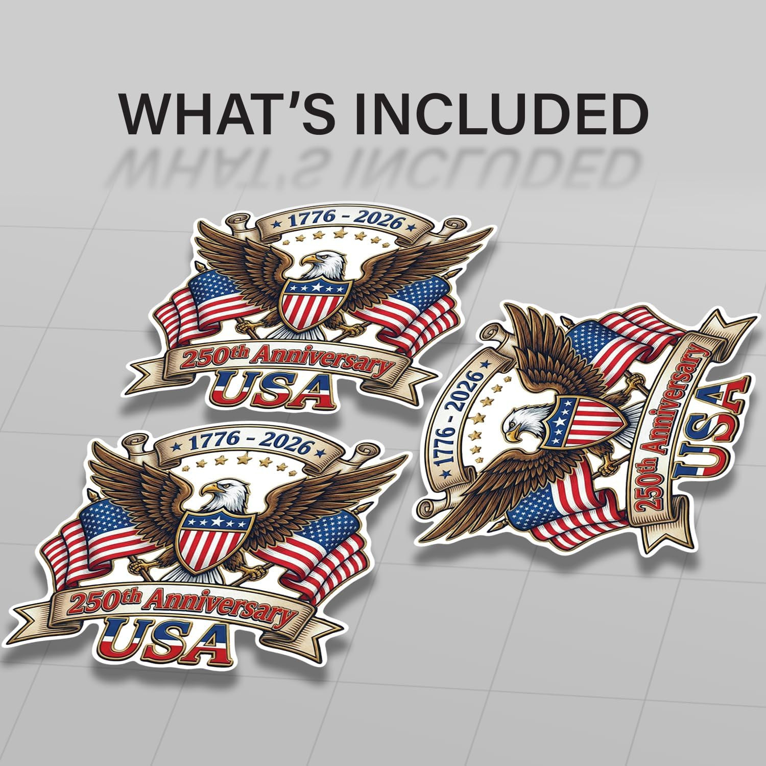 250Th Anniversary USA Sticker 3 Pack – 1776-2026 Patriotic Eagle Vinyl Decal for