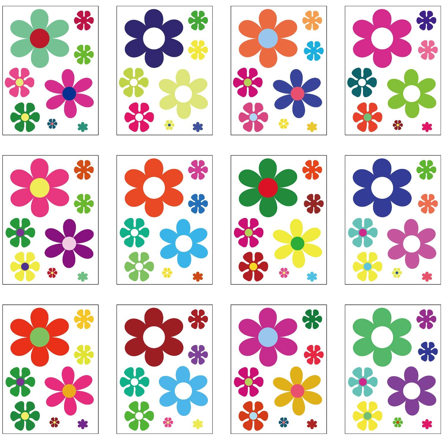 96 Pcs Car Flower Decals Daisy Stickers Self Adhesive Hippie Stickers for Truck