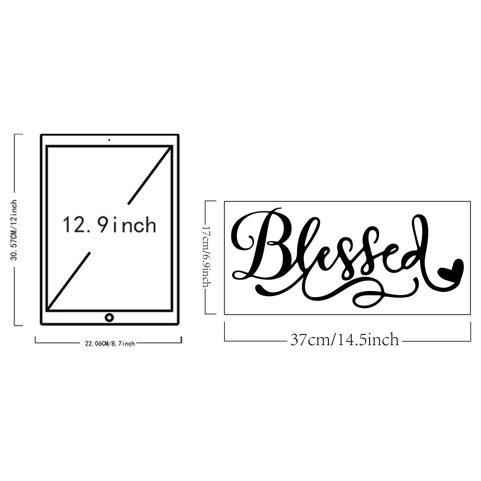 SUPERDANT 1 Pcs PVC Wall Sticker Art Word Blessed Wall Decals Vinyl Wall Deca…
