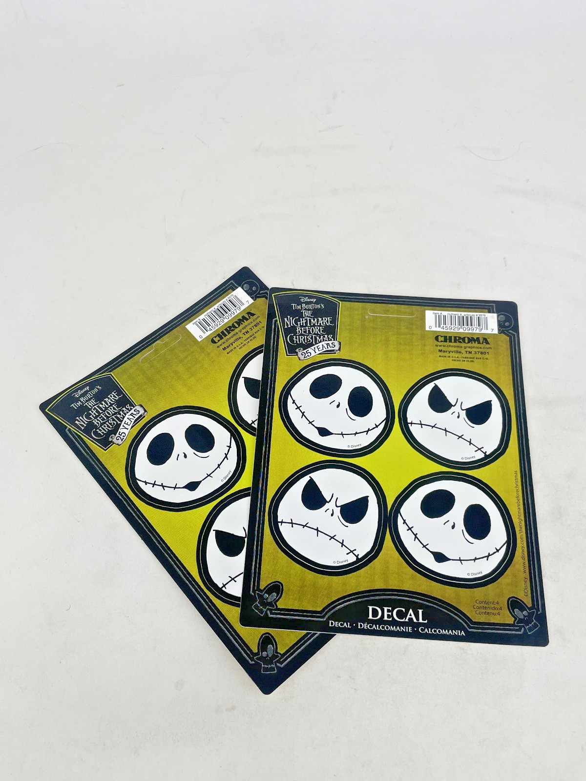 Licensed Disney NBC Jack Skellington Decal Sticker Auto Home Office Luggage 2pc
