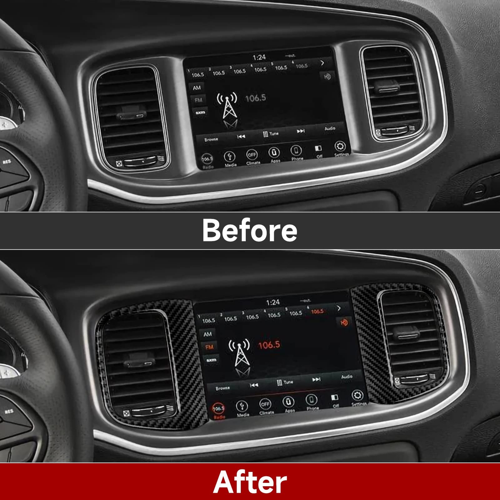 Car Air Vent Cover Decals for Dodge Charger 20152023 Carbon Fiber Accessories