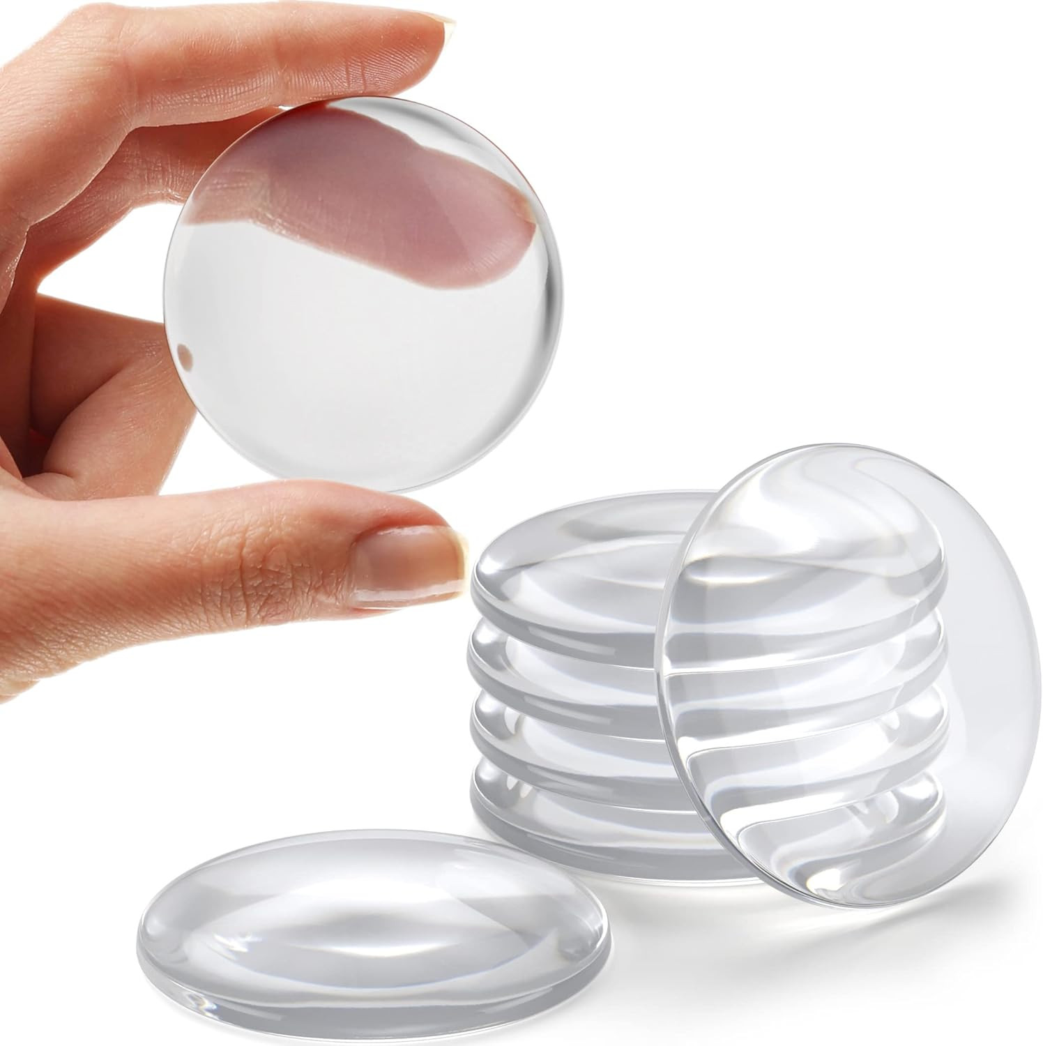 Wall & Door Handle Stopper 2" Set. 6 Pieces of Clear Rubber Door Knob, round …