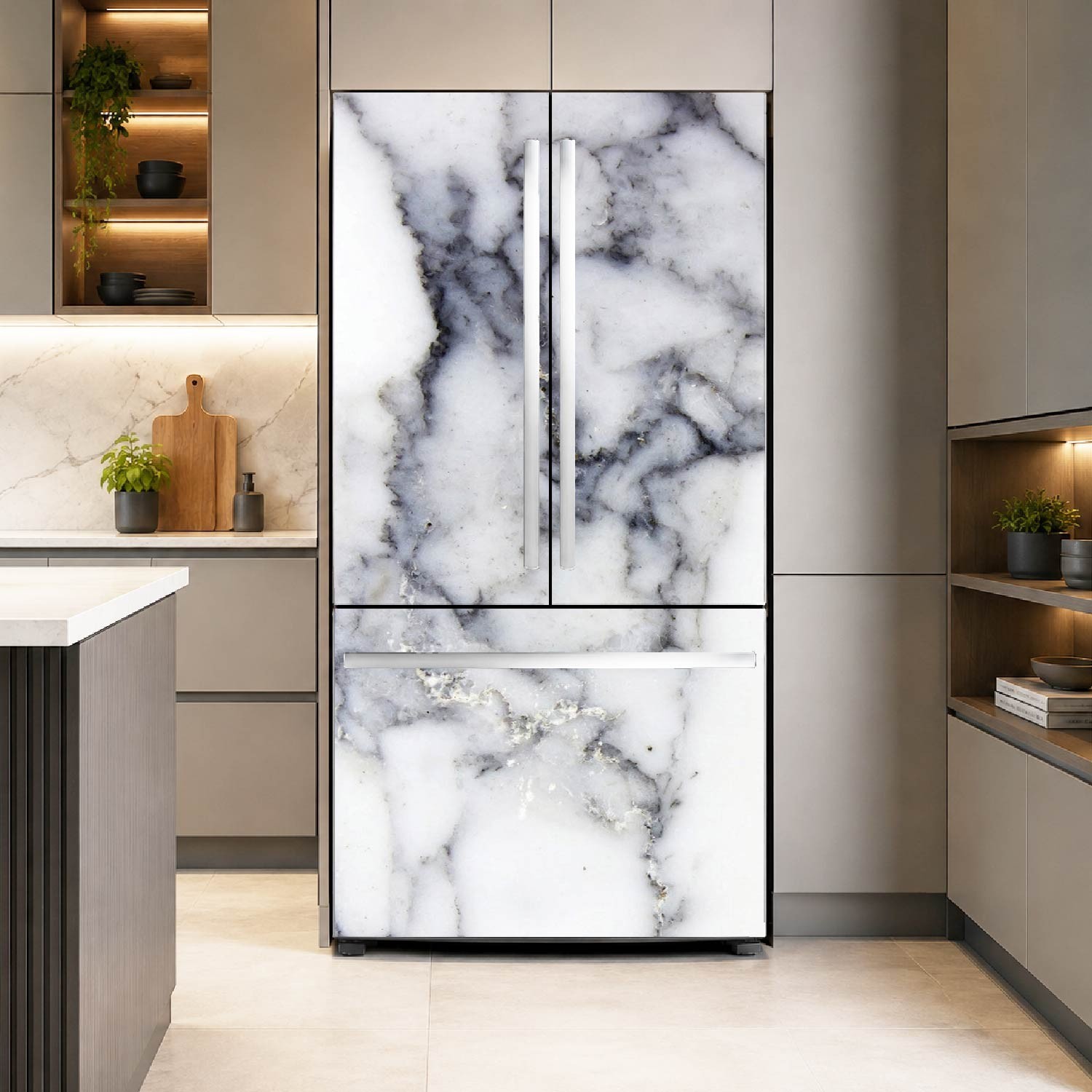 Transform Your Refrigerator with Elegant Marble Vinyl