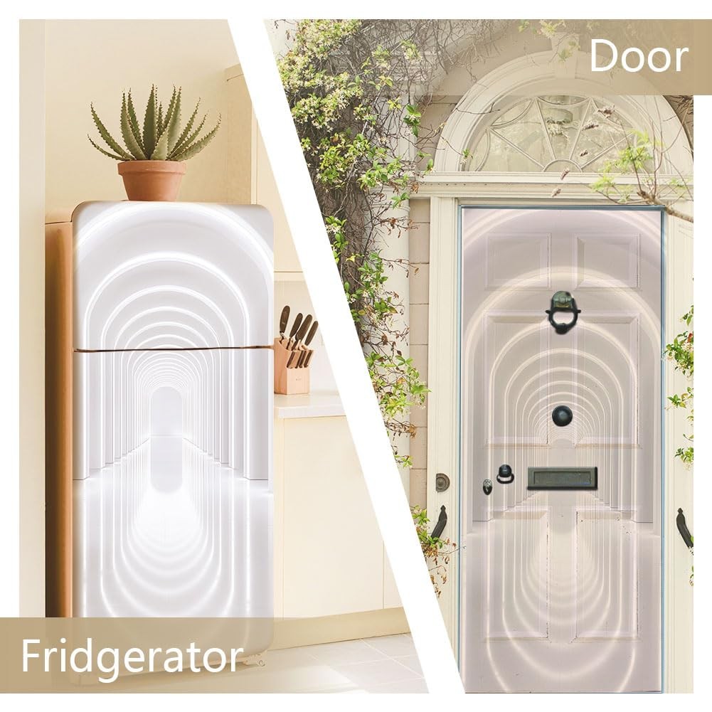 2 Pcs 3D Depth Space Pattern Removable Refrigerator Wraps, Self-Adhesive Frid…