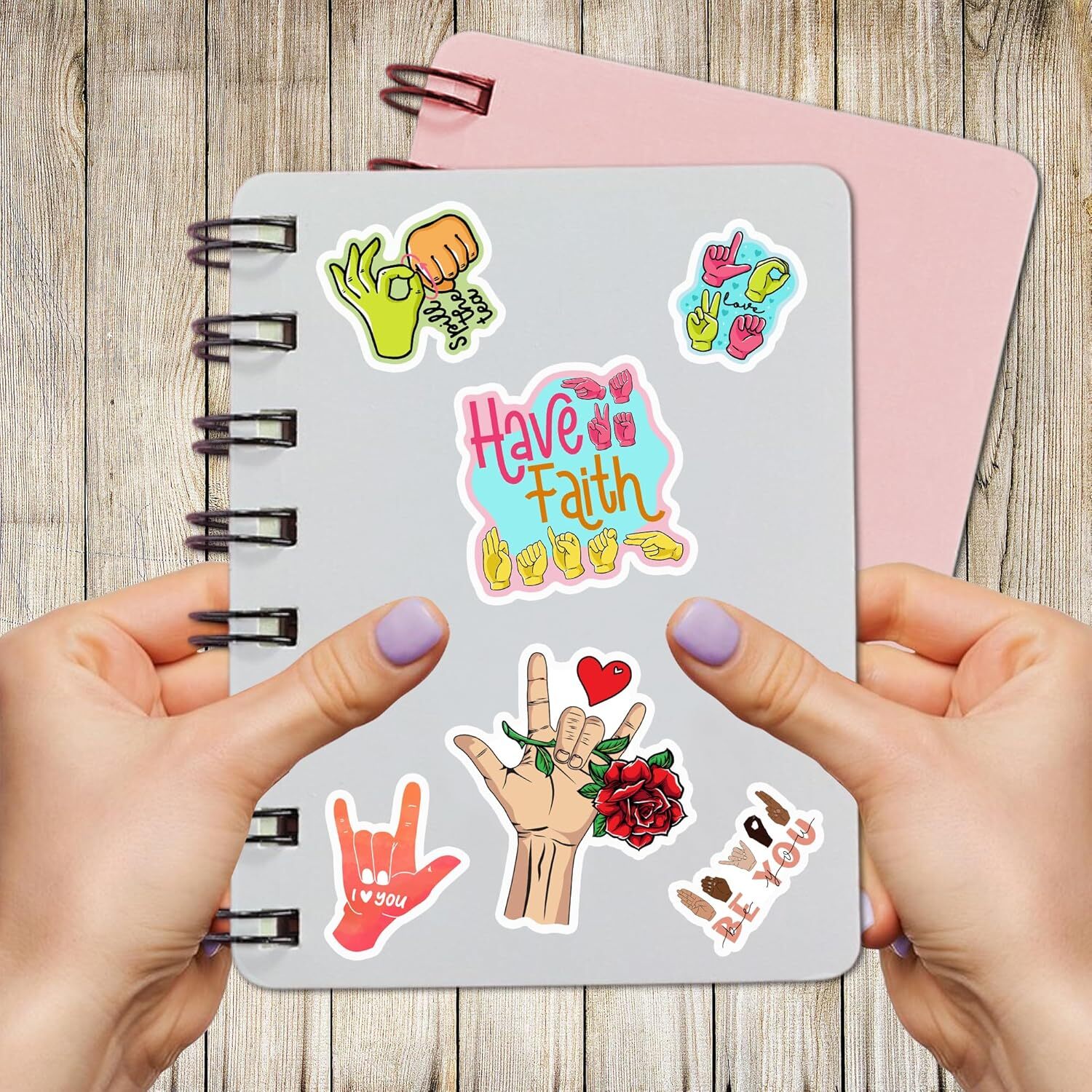 Pack 50 PCS ASL Stickers American Sign Language Vinyl Decals Waterproof Asl