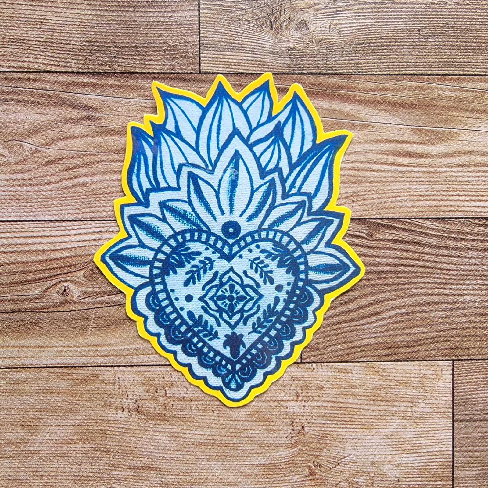 Talavera Sacred Heart Art Sticker of Original Painting Glossy Vinyl Laptop Decal
