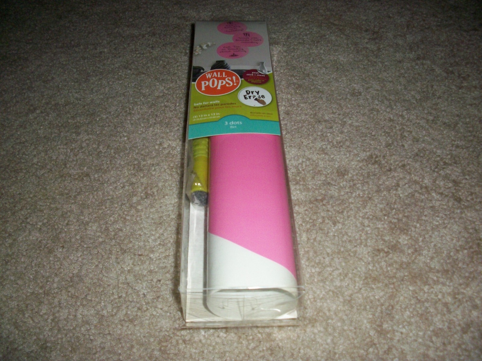 Wall POPS! Flirt Dry Erase Dot Decals – (3) 13 in x 13 in and Marker