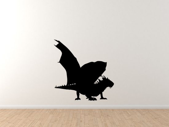 Medievil Era Mythology Detailed Dragon Facing Right Version 1 – Vinyl Wall Decal