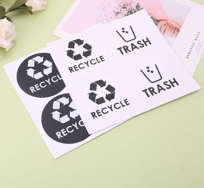Recycle Trash Symbol Lettering Decals Sticker for Trash Cans Garbage Conta Roll