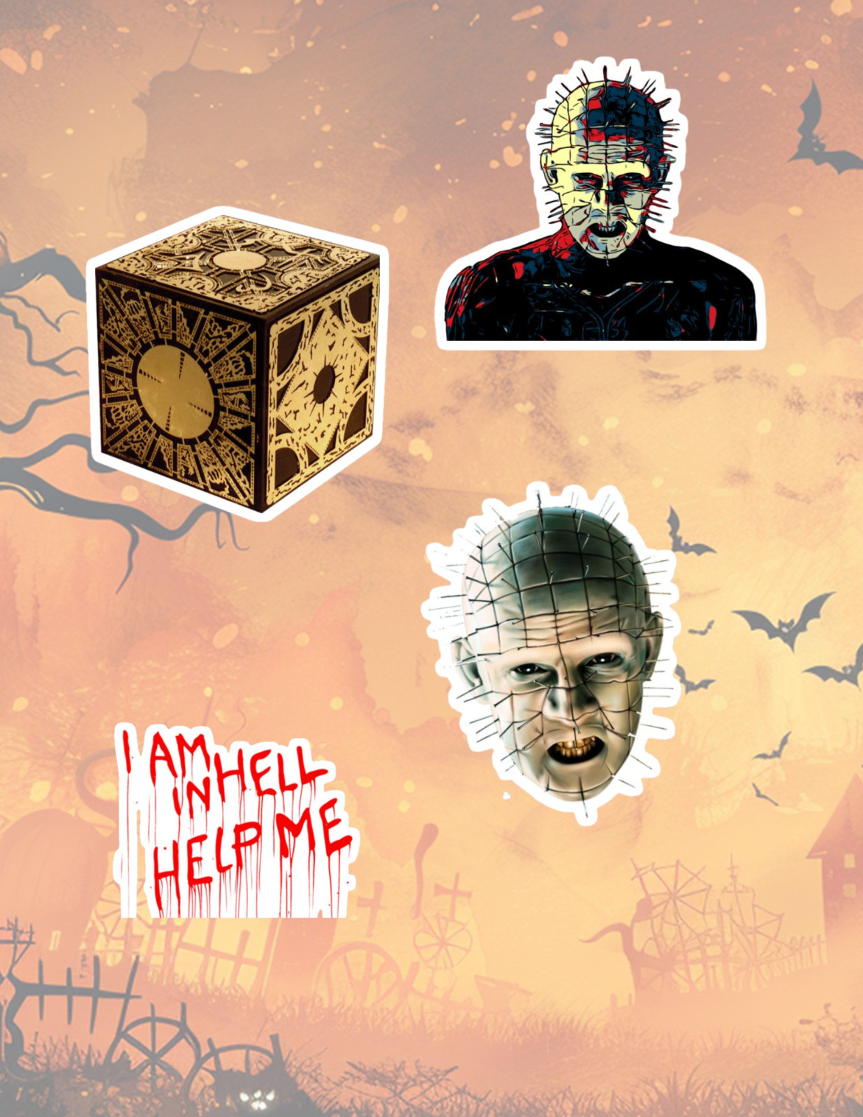 Hellraiser Horror Movie 4pc Sticker Pack