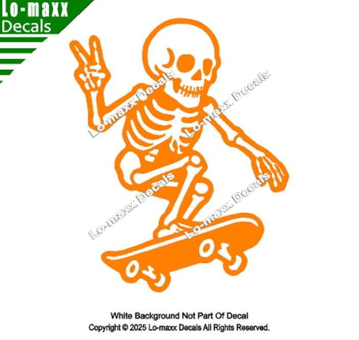 Skateboarding Skeleton Bones On Board Funny Die Cut Vinyl Decal Sticker