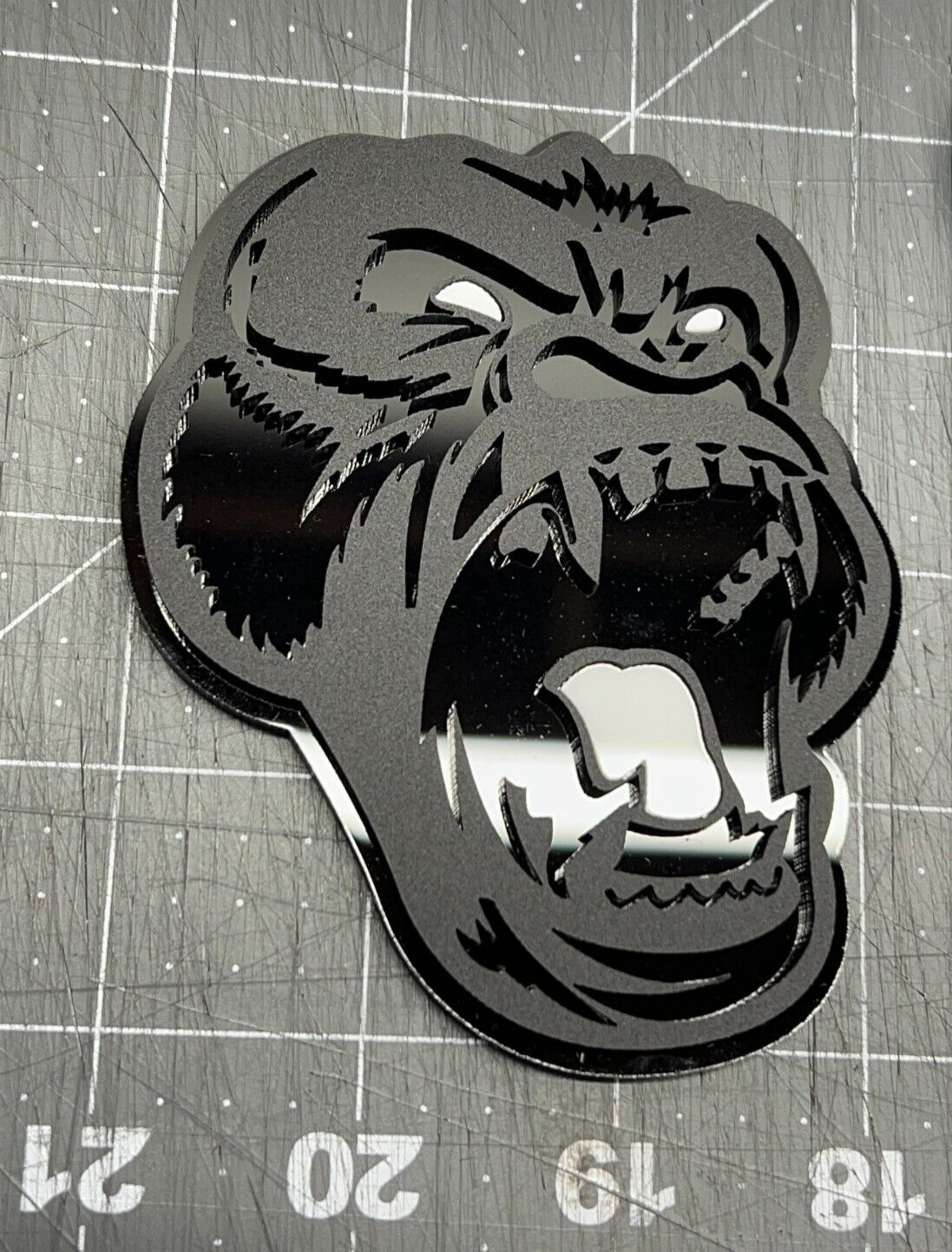 Angry Gorilla White Eye Car Truck Emblem Badge Matte Black /Black Custom PK of 2