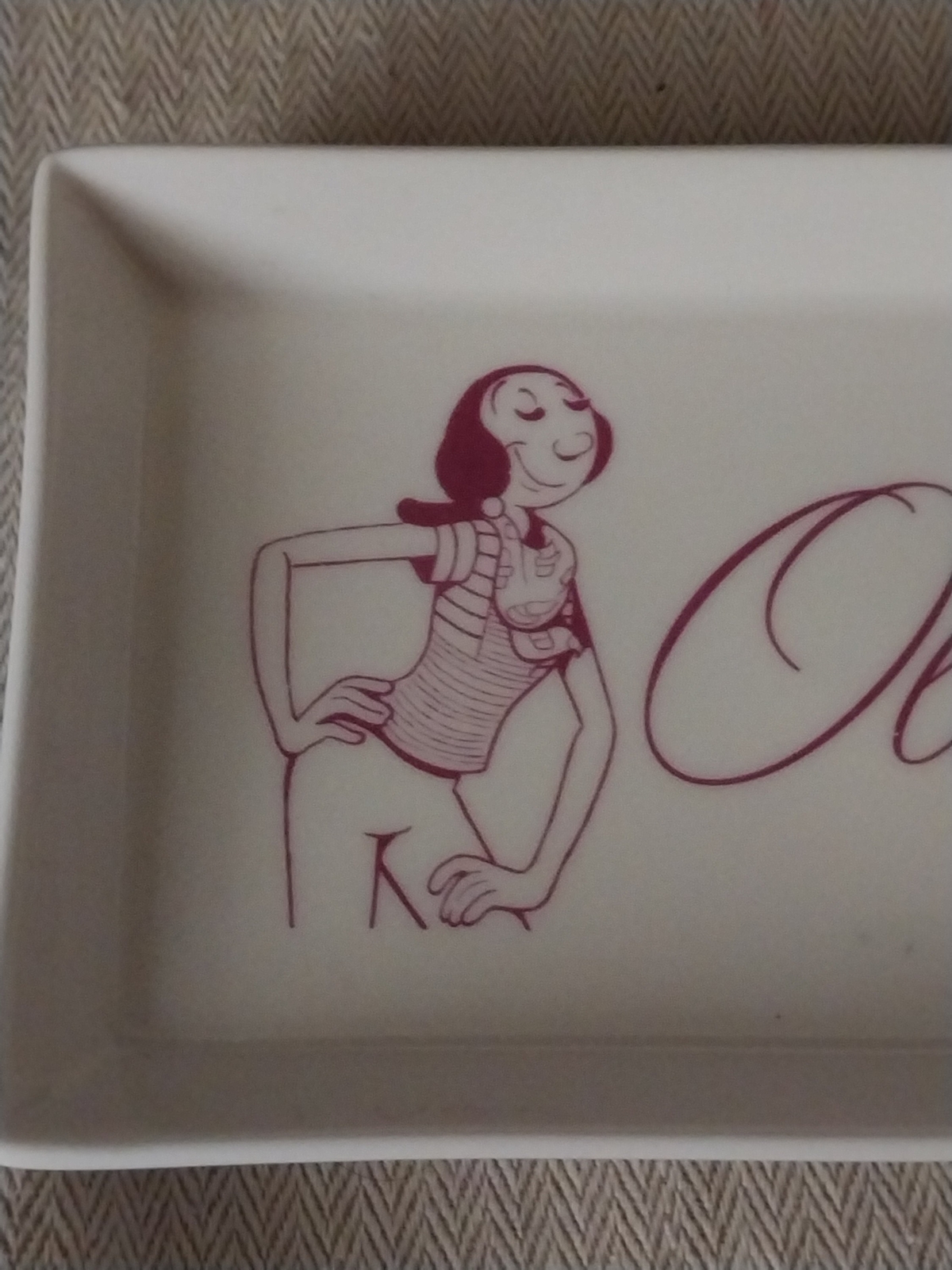 RARE: 7.5" Olive Oly Porcelain Tray + Woody Woodpecker Mug; Vintage New