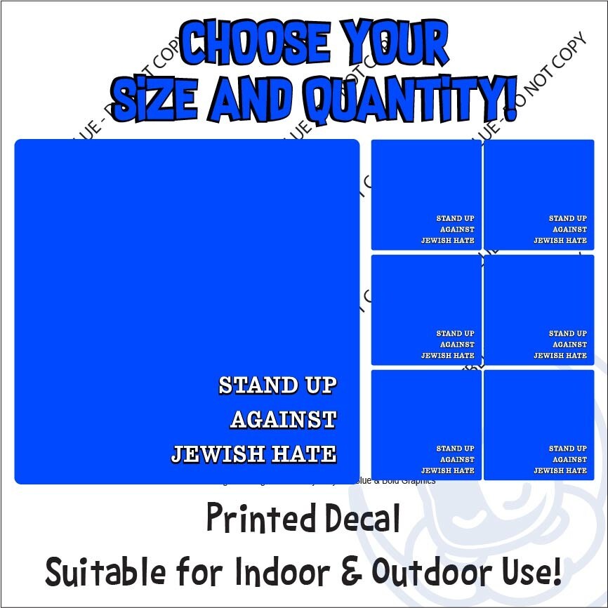 Blue Stand Up Against Jewish Hate Decal Sticker End Stop Square Anti Semitism