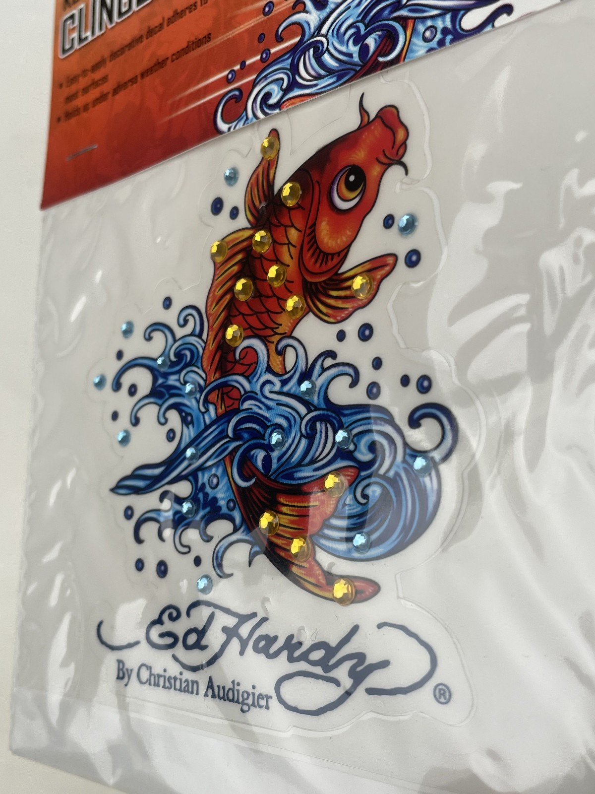 2 Ed Hardy Koi Crystal Decal Emblem Sticker Auto Notebook Cellphone Luggage Car