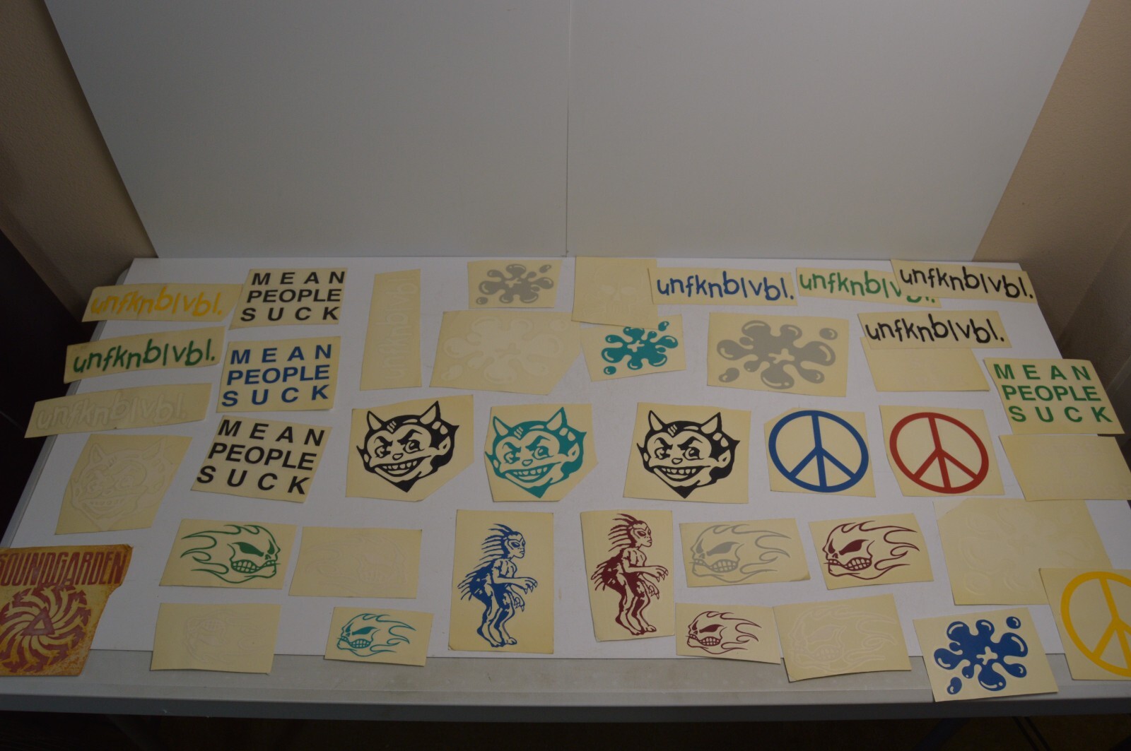 115+ Vintage Vinyl Decals Smiley Peace Stickers Lot 1990's Carnival Collectibles