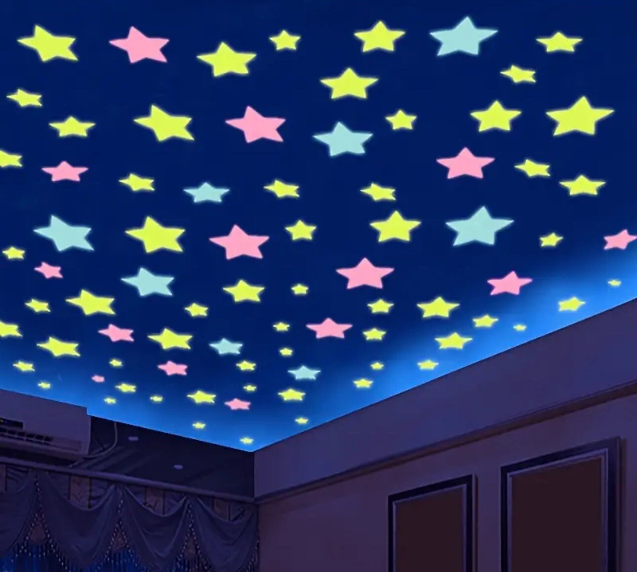 100PCS 3CM Luminous Star Wall Sticker Luminous Fluorescent 3D Kids Bedroom