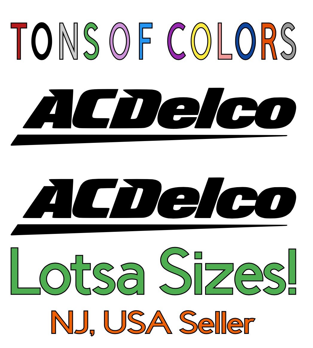 TWO AC Delco Die Cut Vinyl Decals Single Color Chevy Buick Olds Pontiac Caddy GM