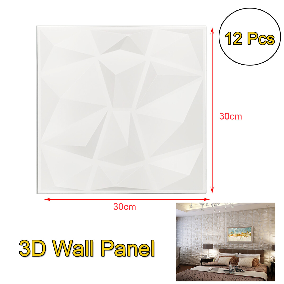 3D Wall Panels Brick Wallpaper Decorative PVC Plastic Cladding 30*30cm 12pcs US