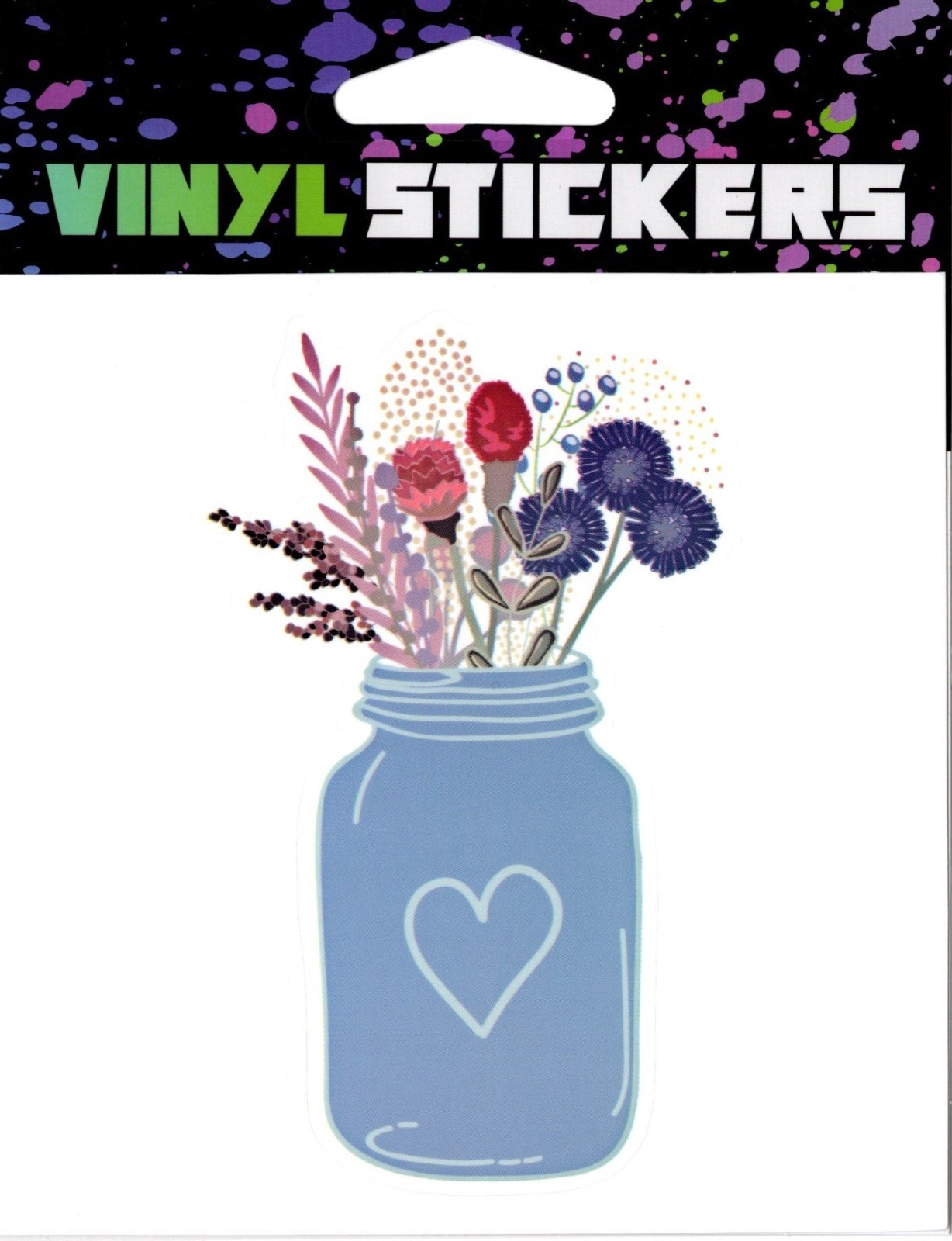 Blue Vase with Flowers and a Heart Vinyl Sticker – 4.25in x 4.25in