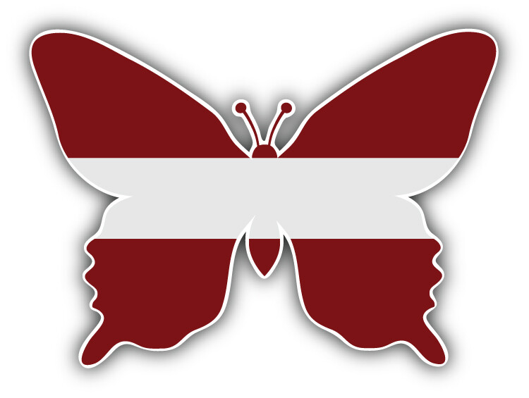 Latvia Butterfly Flag Car Bumper Sticker Decal