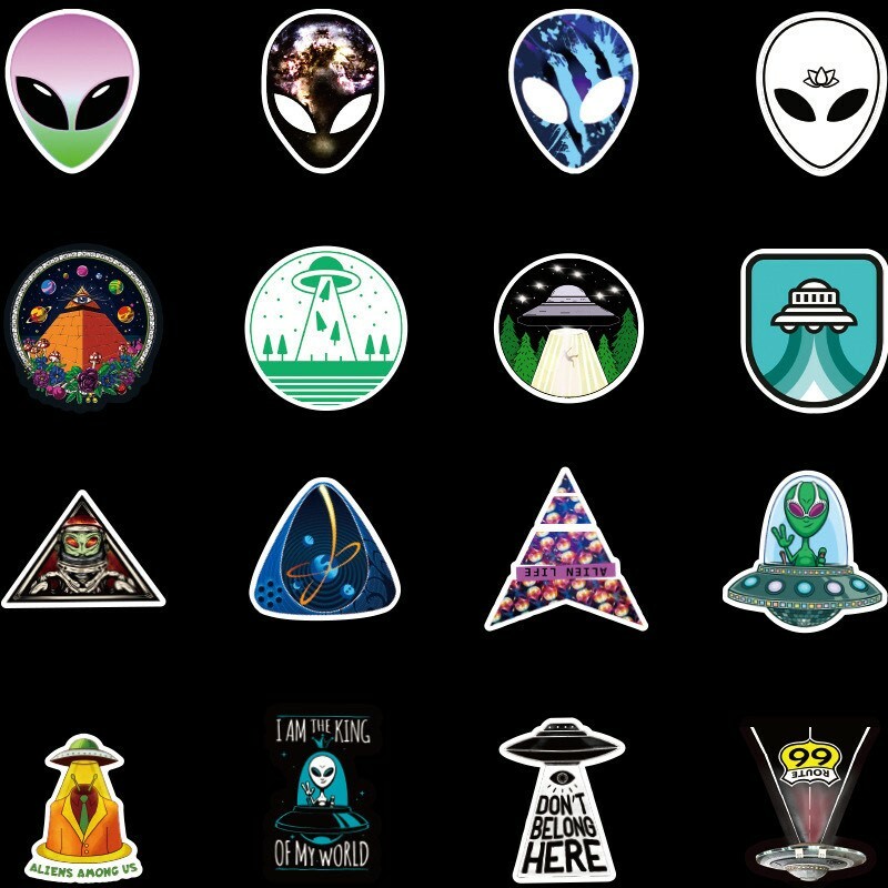 50Pcs Space Alien UFO Astronaut Planet Stickers Skateboard Laptop Luggage Decals