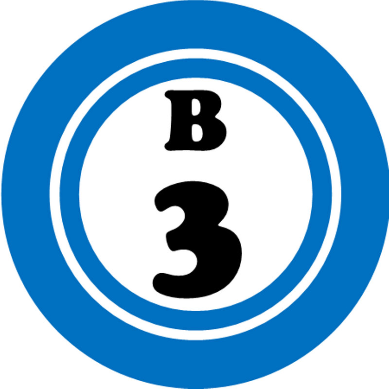 B 3 B3 Bingo Ball – 3 Inch Circle Sticker 3" x 3" – Hobby Number Board Lucky