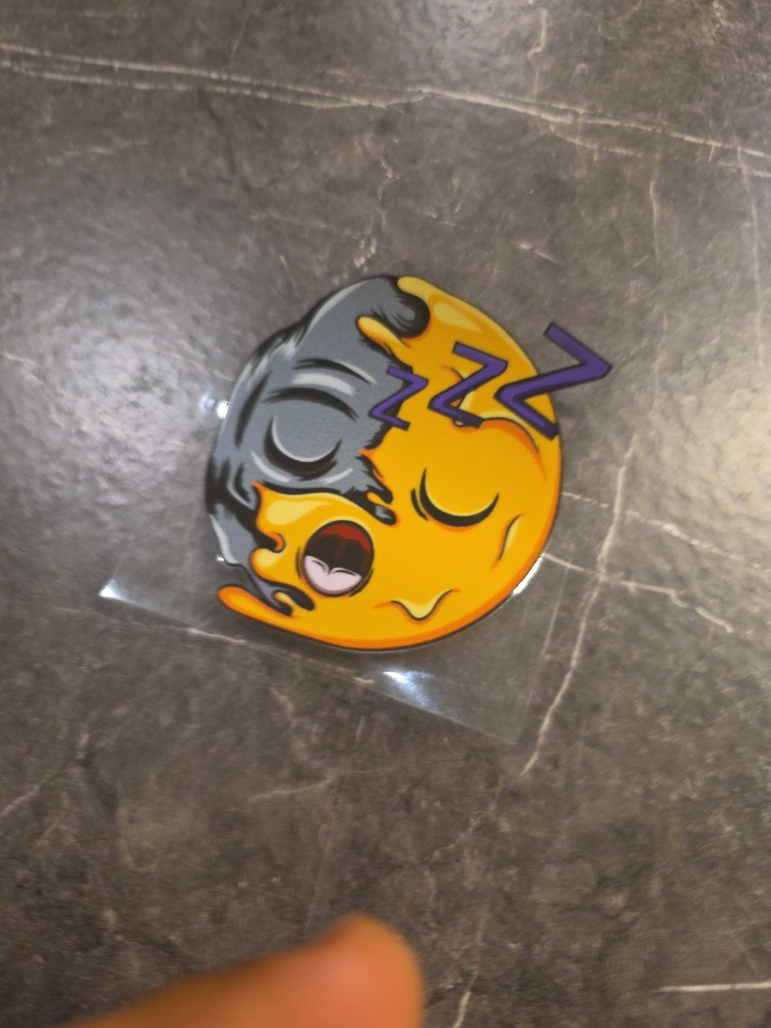 Sleeping Zombie Smiley Face Split UVDTF Decal Sticker Full Color Waterproof