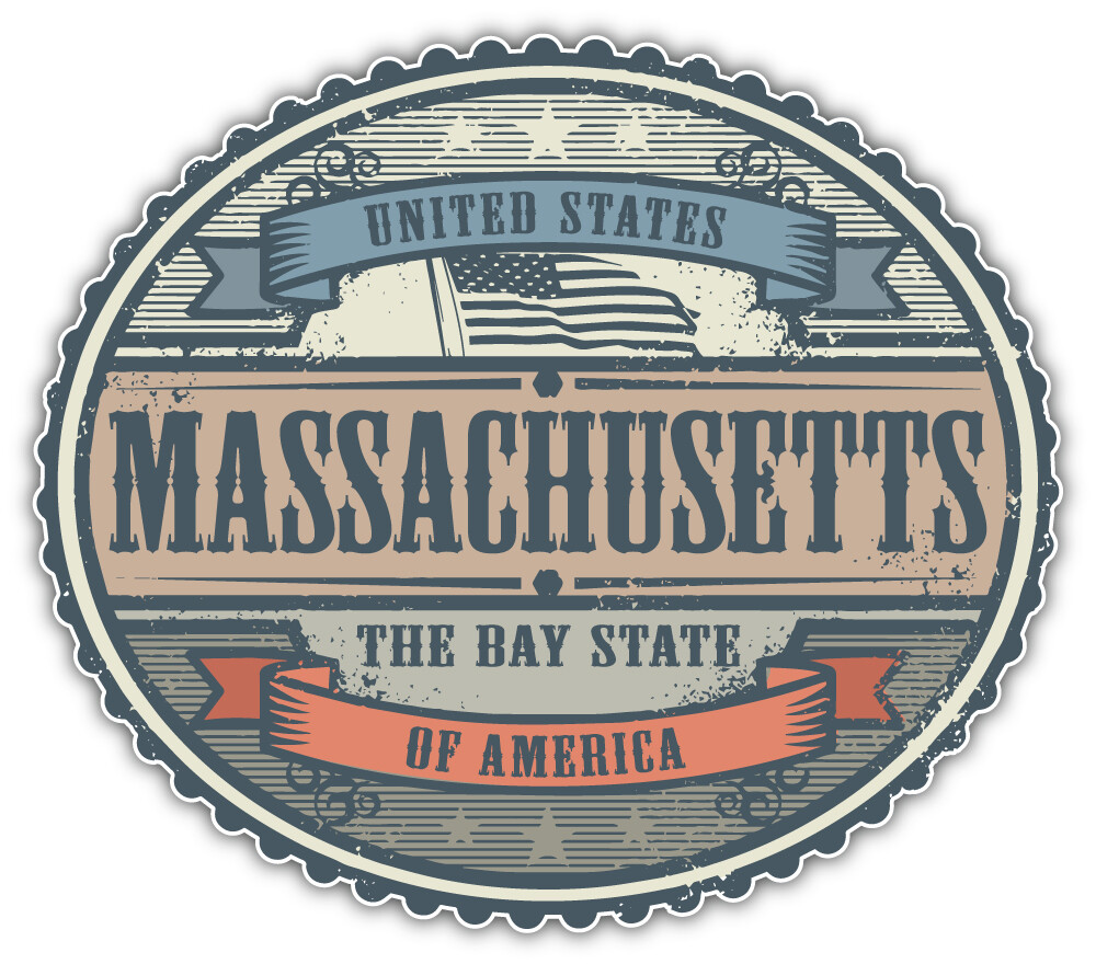 Massachusetts USA State Retro Vintage Emblem Car Bumper Sticker Decal "SIZES"
